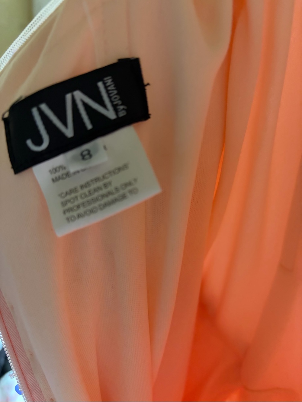 Jovani Sequined V-Neck rhinestone Spaghetti Strap Gown/Prom Dress- Pink - Picture 12 of 12